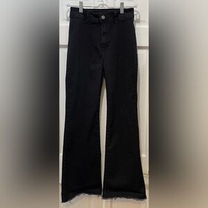 Shein Black Raw Hem Flared Jeans Size Small